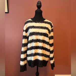 All Saints Striped Black and White Knit Sweater